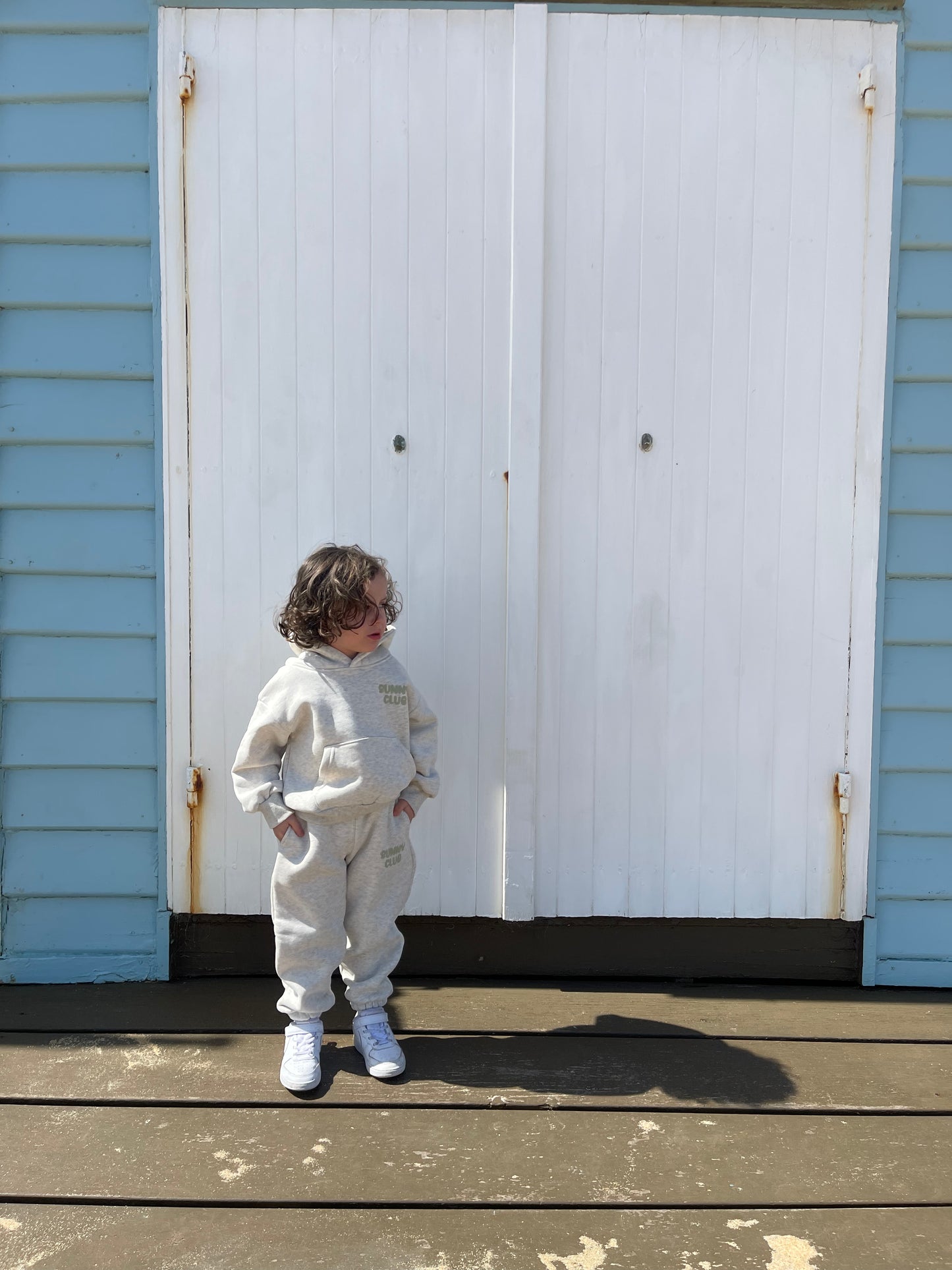 KIDS LIGHT GREY MARLE PUFF TRACKSUIT